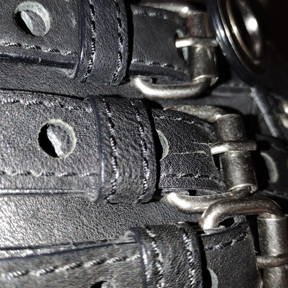 Rare Y2K XL Y2K Betsey Johnson Black Leather Studded "Strap Tease" Shoul… - Picture 9 of 15